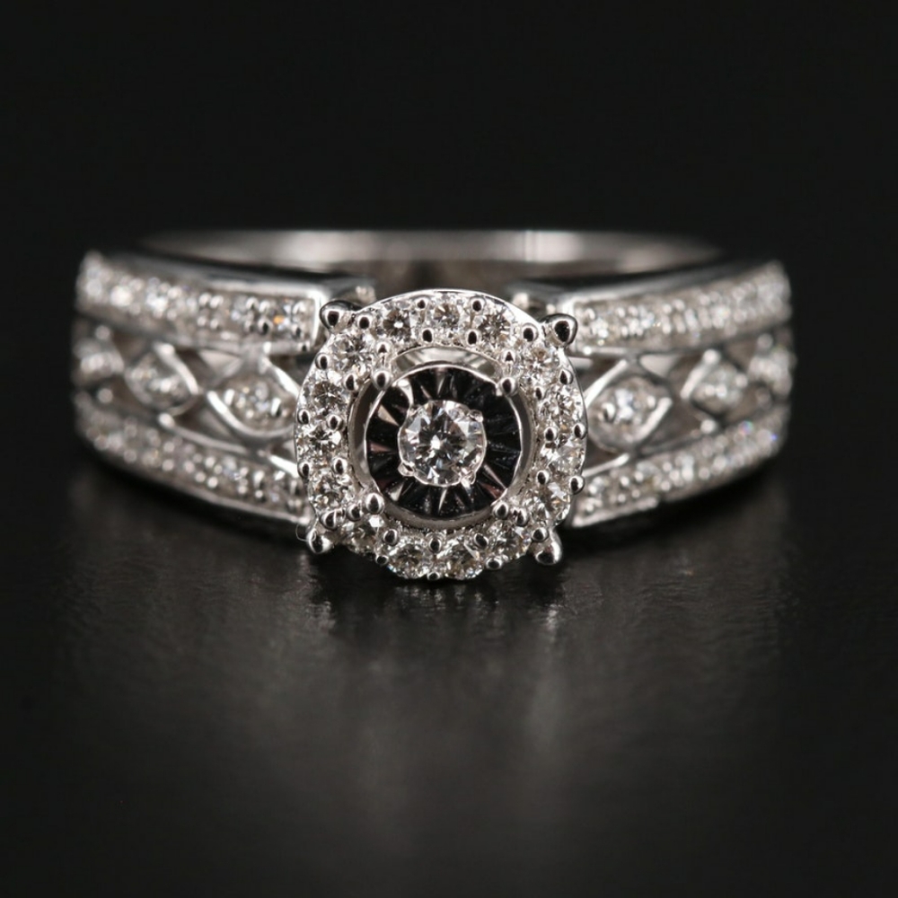 🚫SOLD🚫14K Diamond Halo Illusion Wedding Set ❤💍 - Picture 3 of 8